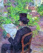  Henri  Toulouse-Lautrec Desire Dihau Reading a Newspaper in the Garden USA oil painting reproduction